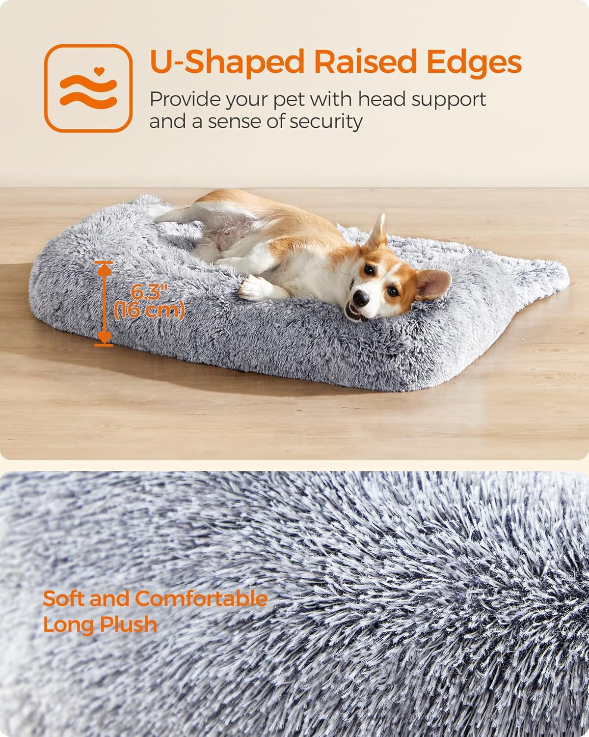 Detalle de FluffyHug dog sofa bed 16 cm, grey
