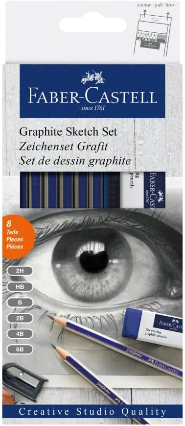 Thumbnail 6 de Faber-Castell 114006 – Set de dessin Goldfaber Charcoal, 8 pièces (charbon, taille-crayon, essuie-papier et gomme)
