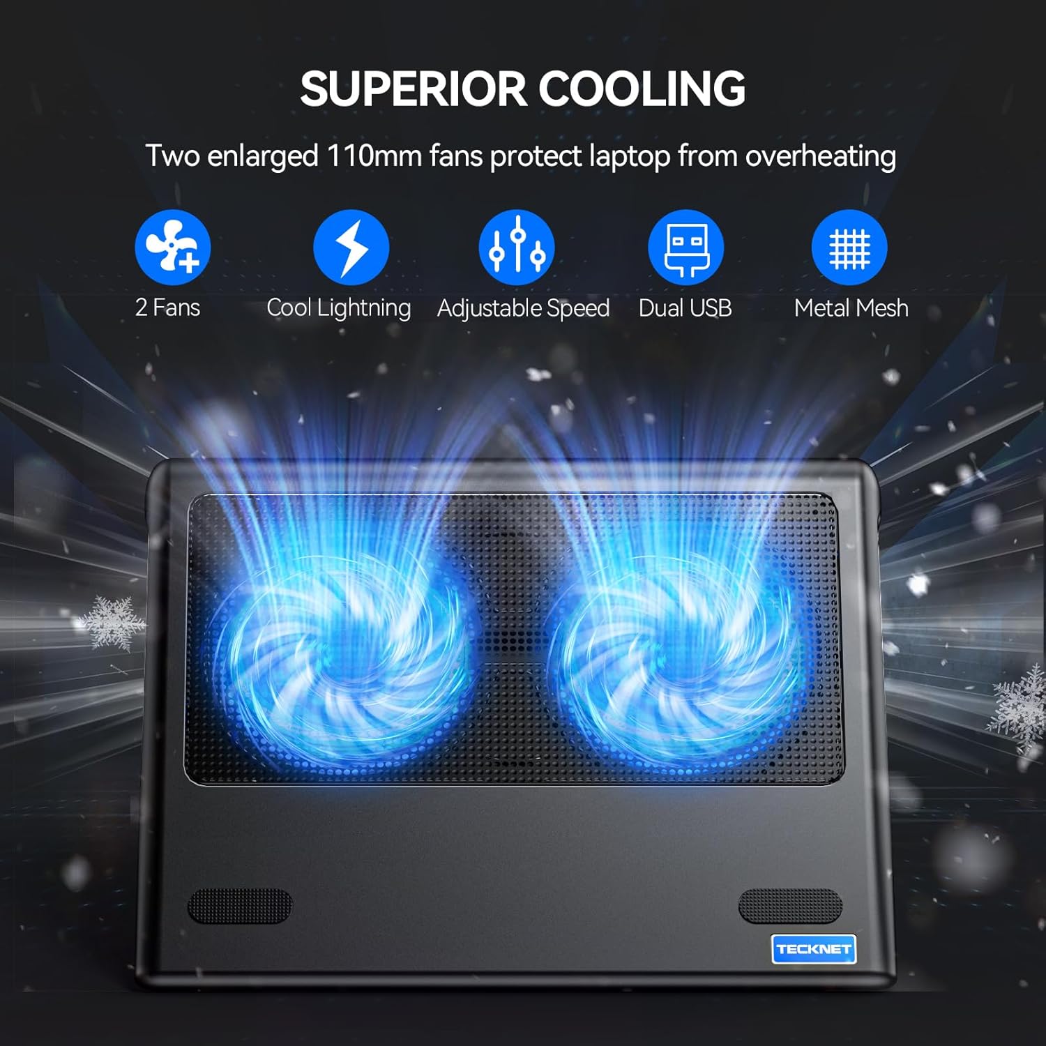 Thumbnail 1 de TECKNET Laptop Cooling Pad 110mm fans