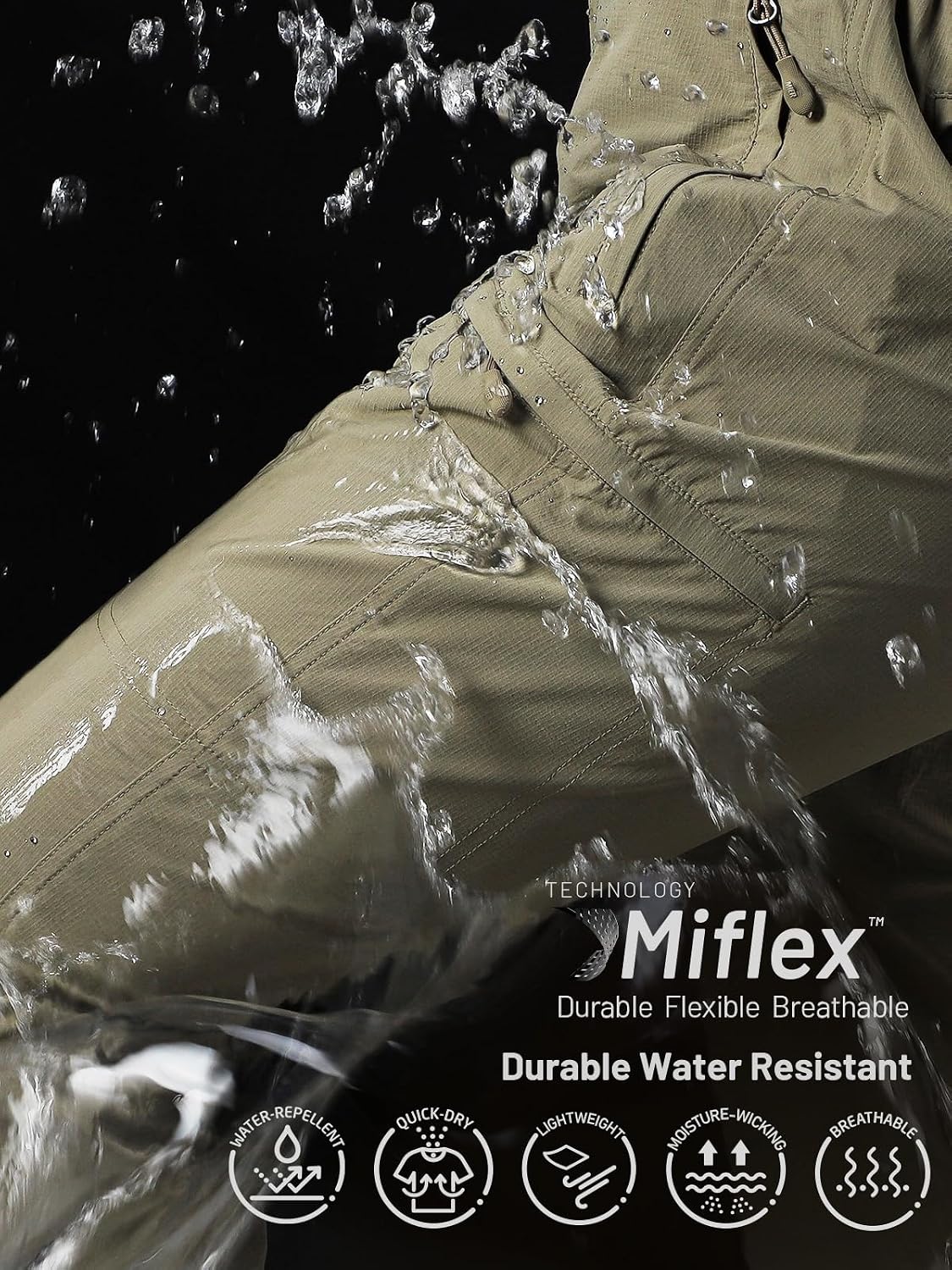 Detalle de MIER Women’s Quick Dry Cargo Pants: Lightweight Tactical Hiking Trousers with 6 Pockets
