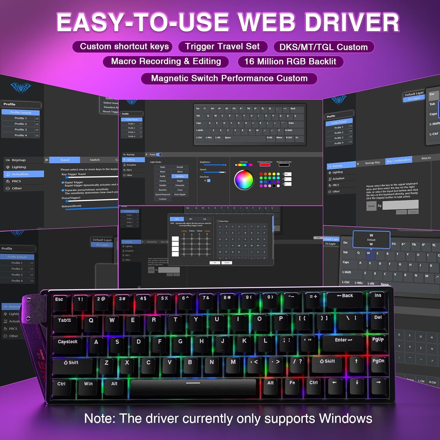 Thumbnail 4 de AULA WIN68HE Gaming-Tastatur (WIN68HE) mit Rapid Trigger, Hall-Effect und 8000 Hz, 60% kompakt