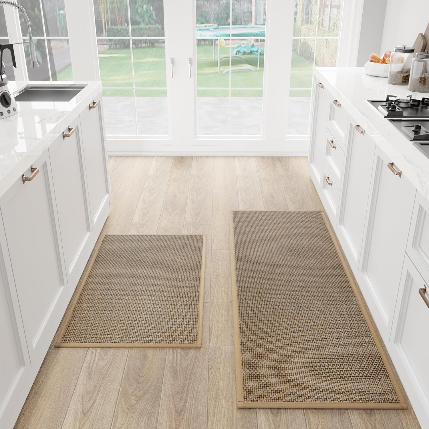 Detalle de SUMLANS Kitchen Mat Set of 2 PCS: Cushioned, Non-Slip, Absorbent Runners for Kitchen Floors