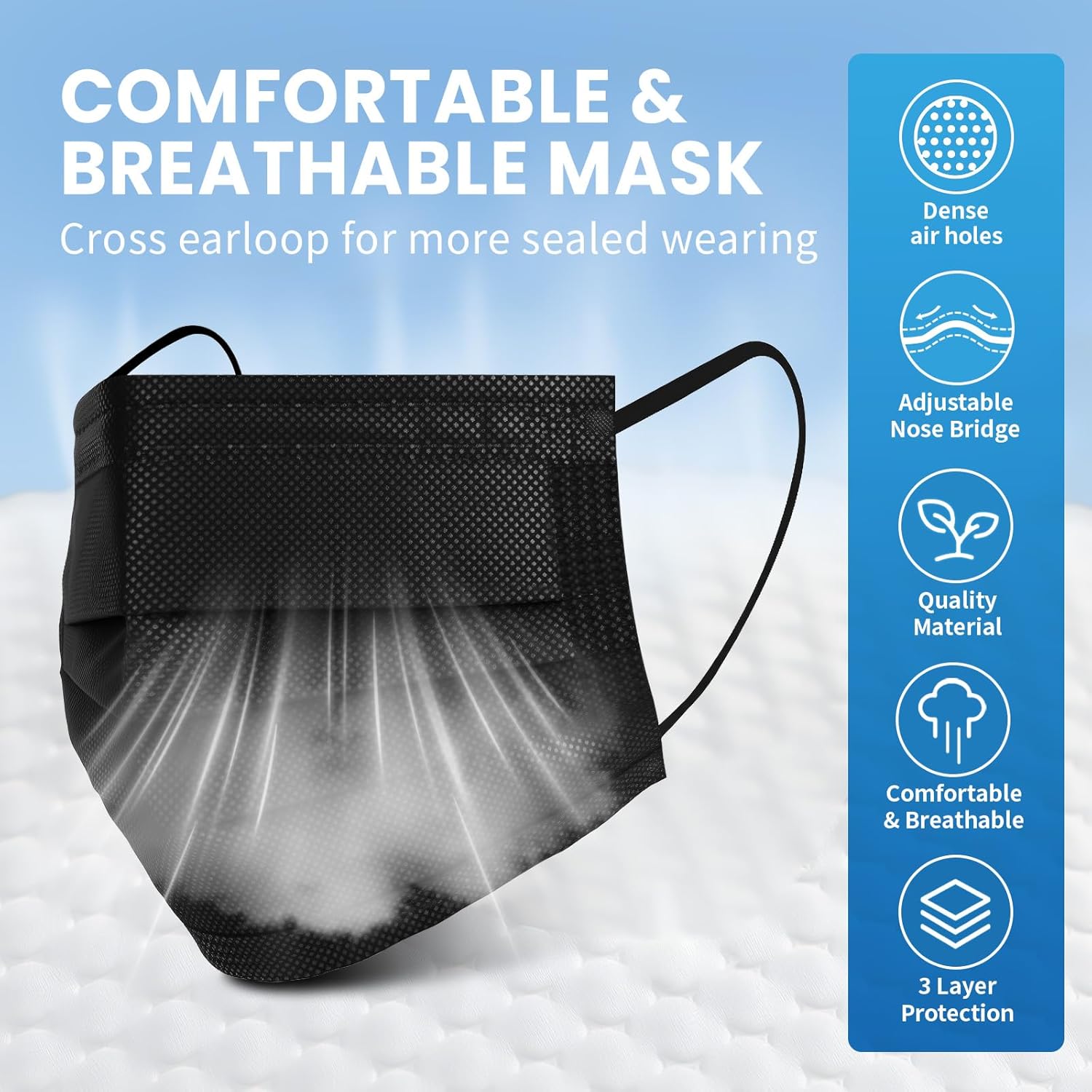 Detalle 1 de Borje Disposable Face Mask 100 pcs — 3‑Ply Protection 😷