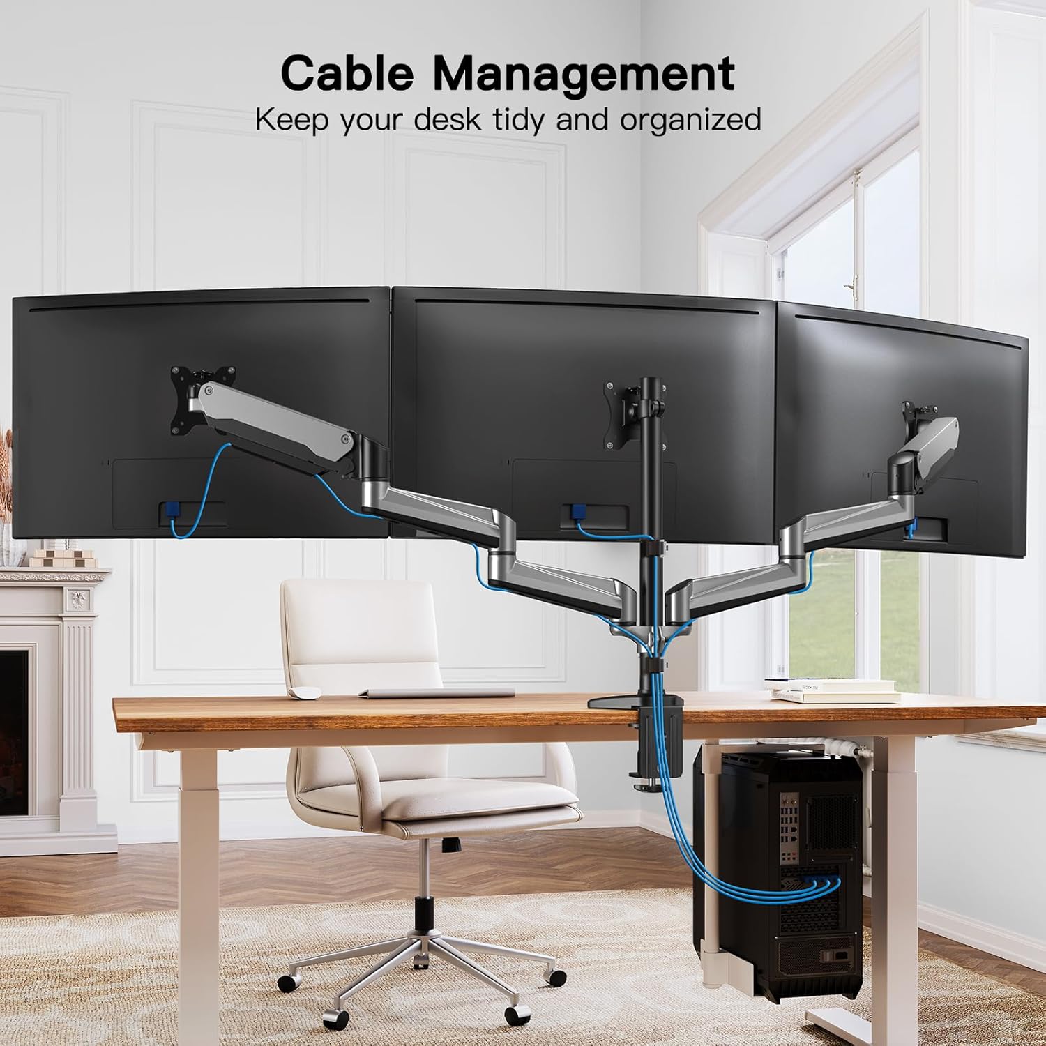 Thumbnail 6 de HUANUO Supporto per Monitor Triplo con Braccio a Gas per Schermi Curvi 13–32