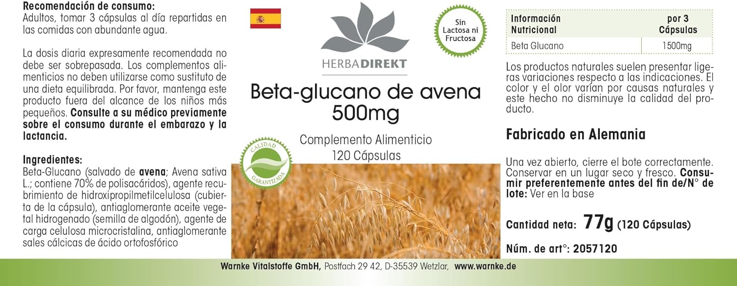Thumbnail 4 de HERBADIREKT Beta glucano 500 mg 120 capsule integratore 💊