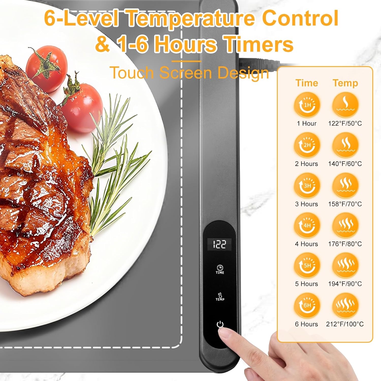 Detalle de Ntoaujao ZC-680 Food Warming Mat, 42 x 15-Inch Silicone, 6 Heat Settings