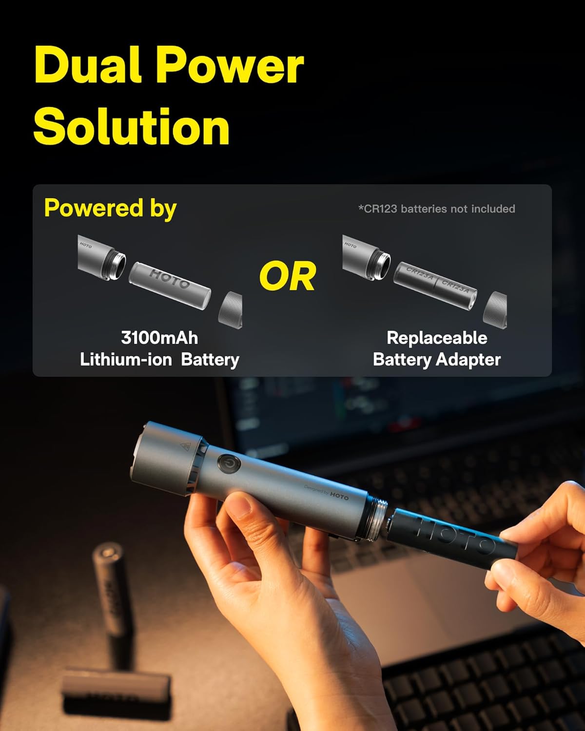 Thumbnail 5 de HOTO Torcia LED Potente Professionale: torcia tattica ricaricabile IP68 con 5 modalità – compagna affidabile per emergenze, outdoor e campeggio