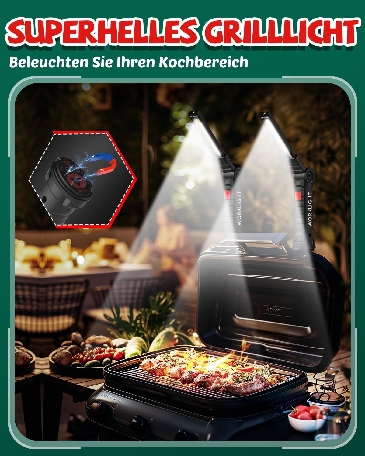 Thumbnail 5 de Coquimbo LED Arbeitsleuchte / Werkstattlampe (4er-Set) – aufladbare Taschenlampe mit Magnet und Haken