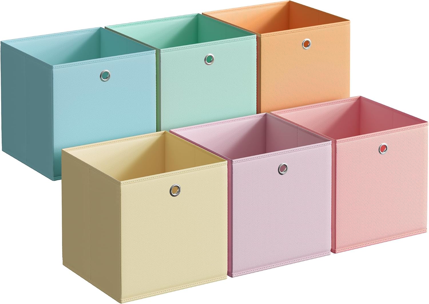 Detalle de SONGMICS Rainbow Collapsible Storage Cubes (Set of 6) – 33 x 33 x 33 cm fabric boxes for cube storage
