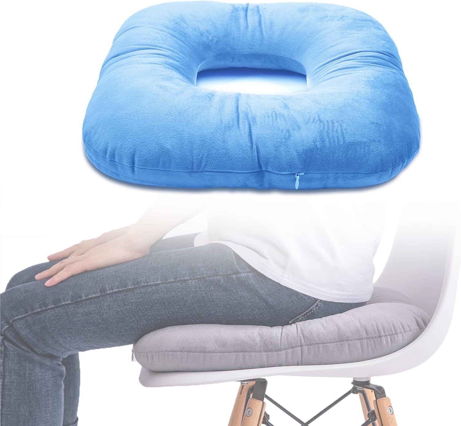 Detalle de Hshbxd 1 Donut Pillow, Square Cotton Seat Cushion with Center Opening