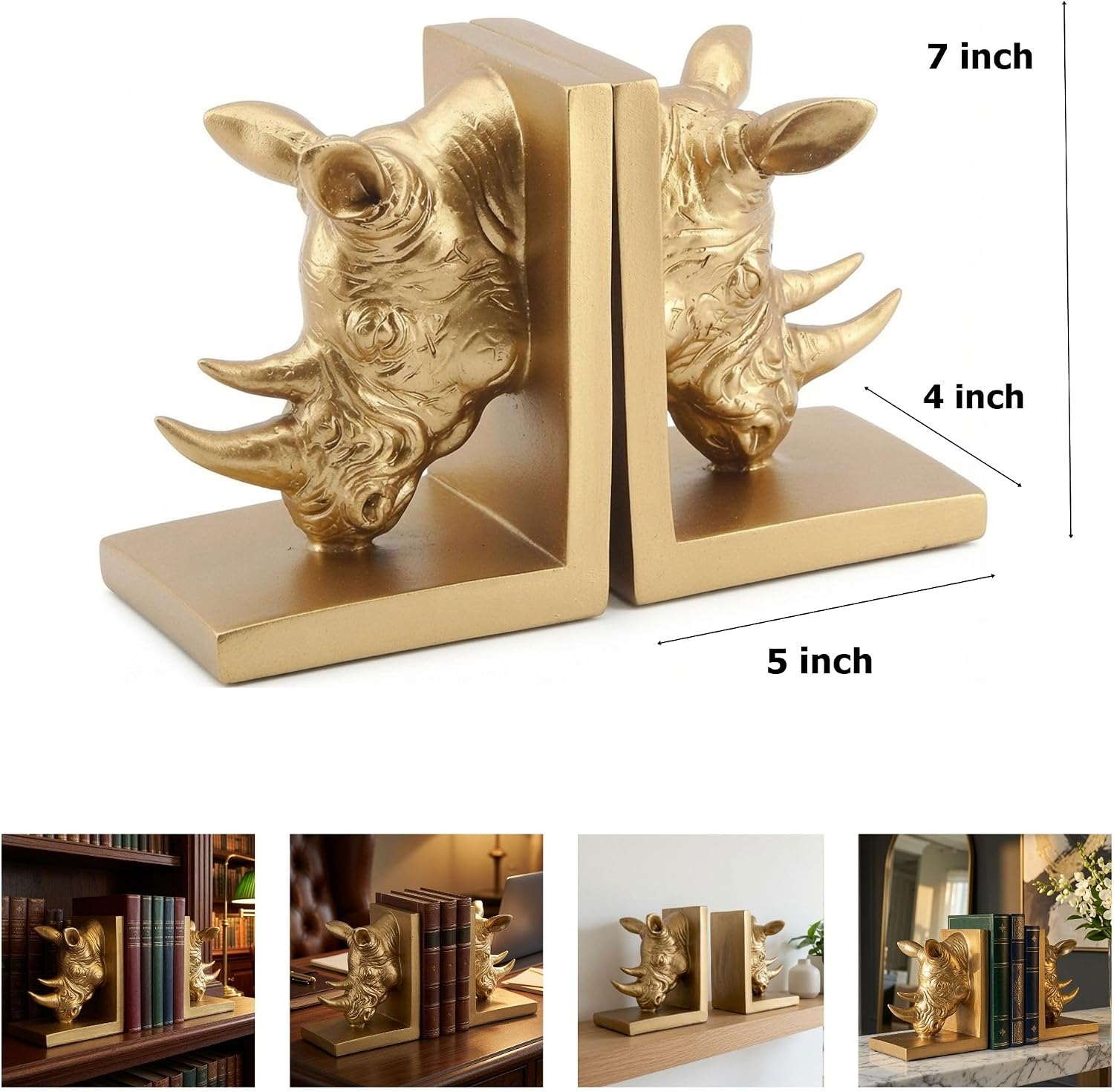 Thumbnail 6 de Bellaa Rhinoceros Bookends, 7-inch