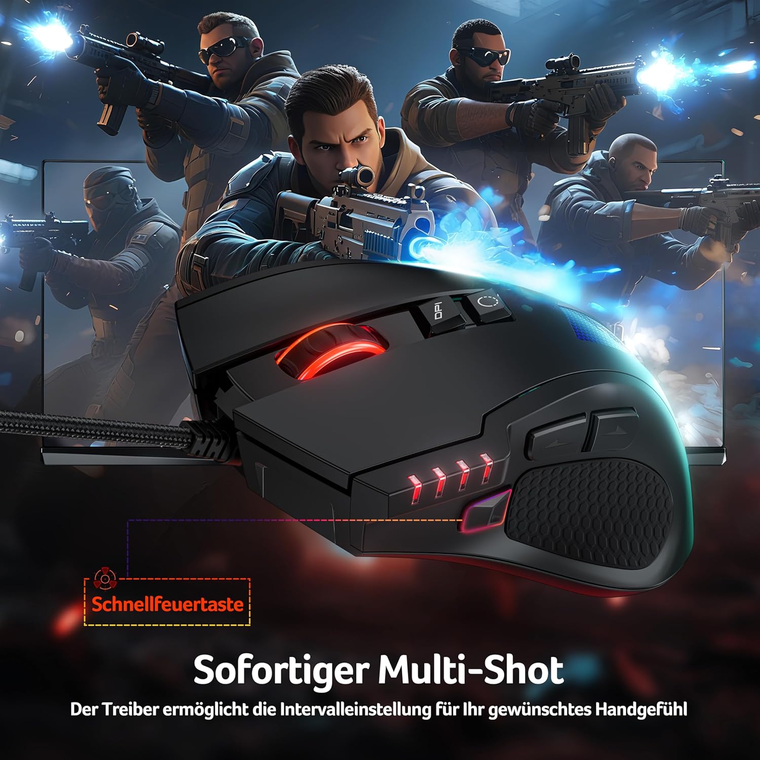 Thumbnail 4 de Acer Gaming Maus mit Kabel (12800 DPI) – 8 programmierbare Tasten, 1000 Hz & RGB