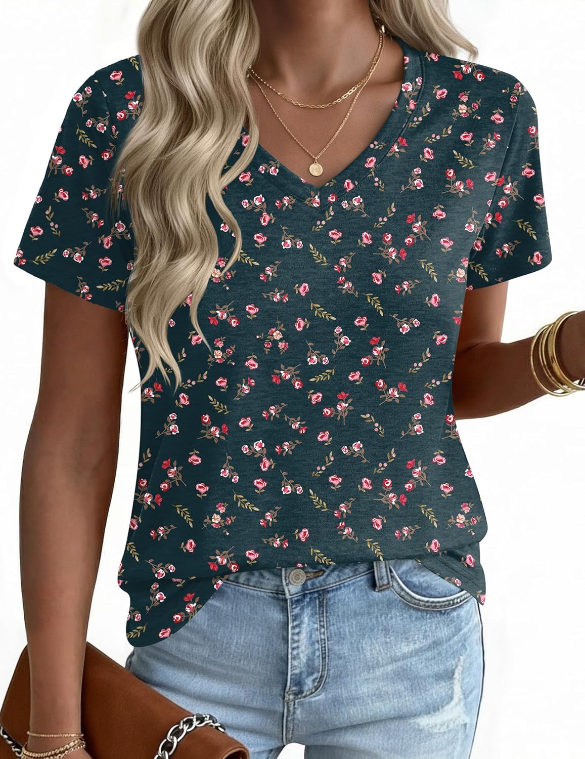 Thumbnail 1 de Zeagoo Women’s V-Neck Short Sleeve T-Shirt (Summer Casual Business Tops), S-3XL