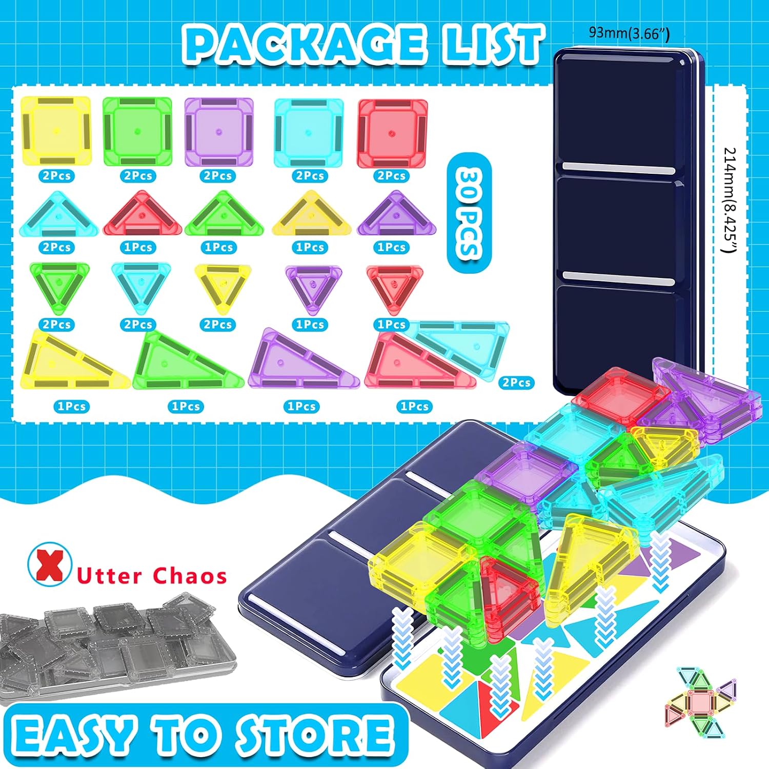 Thumbnail 5 de Odjas Mini Magnetic Tiles Travel Set 30pc