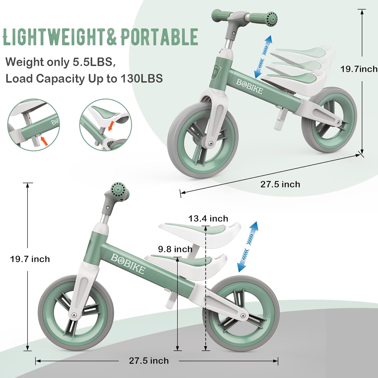 Detalle de VITONIS Laufrad ab 1,5–4 Jahre bis zu 25 kg – verstellbares Lenkrad & Sattel, Lenkradschloss, Ultraleichtes Balance-Fahrrad