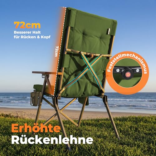 Thumbnail 4 de Homecall Campingstuhl Faltbar 150kg Belastbar Hochlehner Luxus Klappstuhl