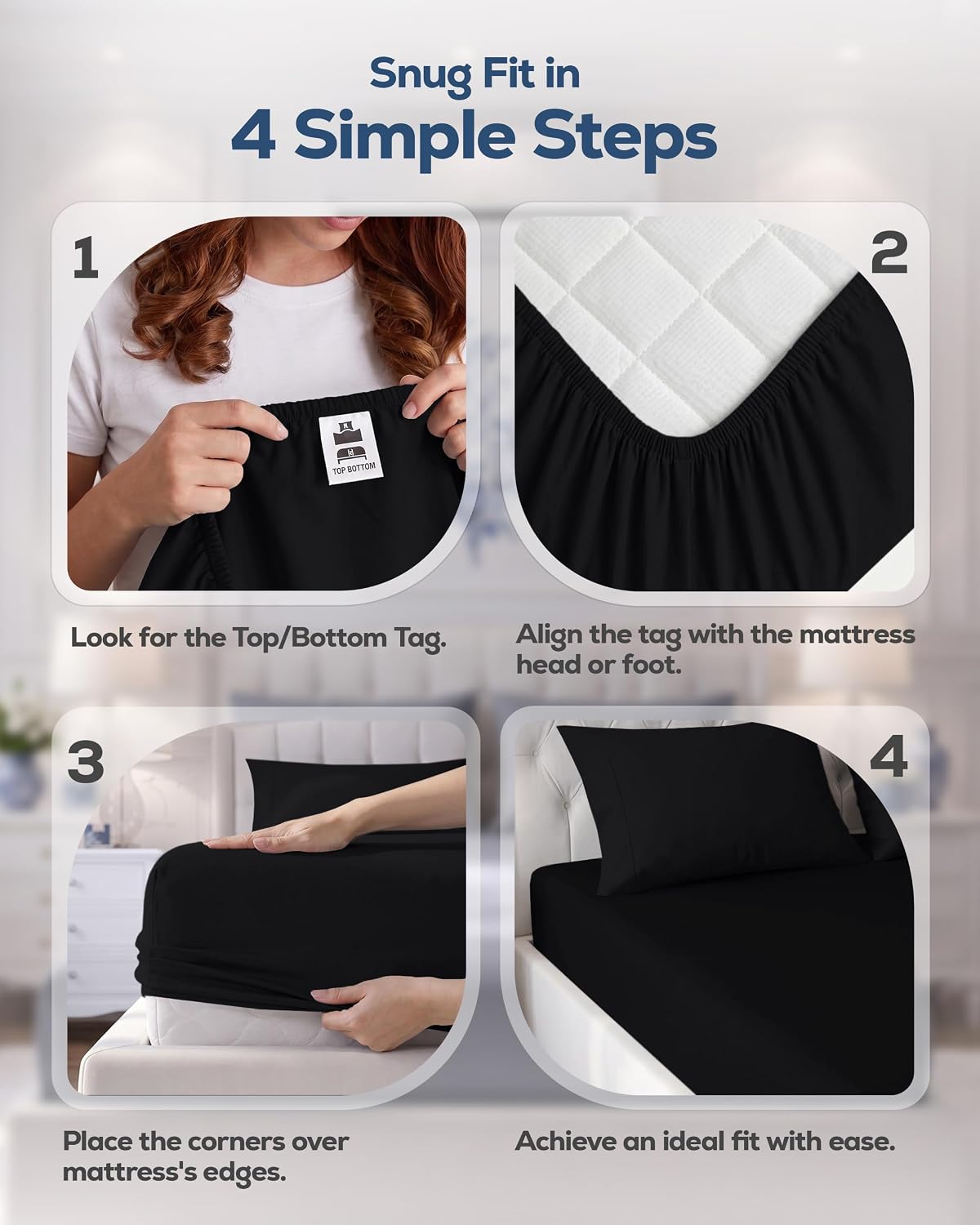 Detalle 2 de Utopia Bedding King Fitted Sheet, Black Microfiber, 15-Inch Deep Pocket