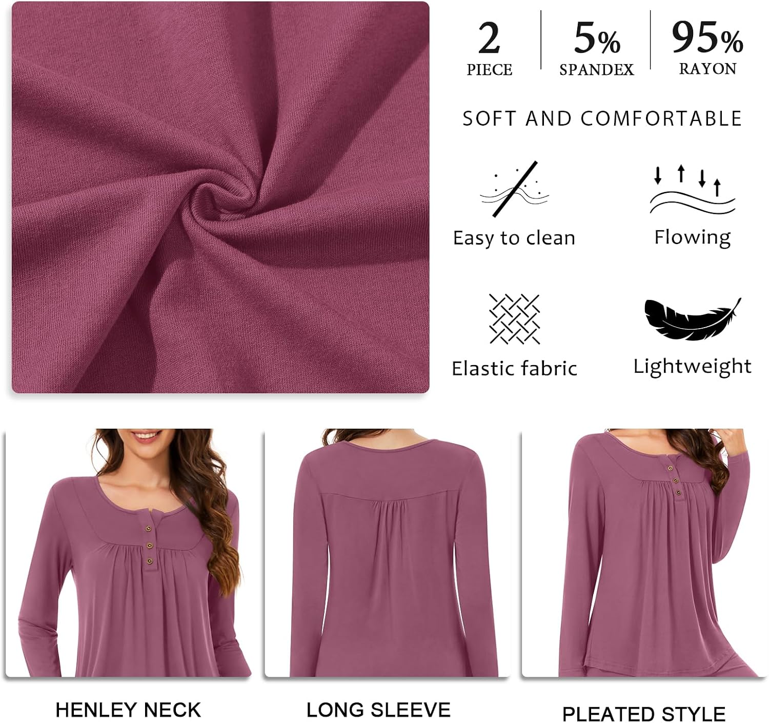 Thumbnail 5 de Bestbee Women's Pajama Set 2‑Piece, Long Sleeve & Pants