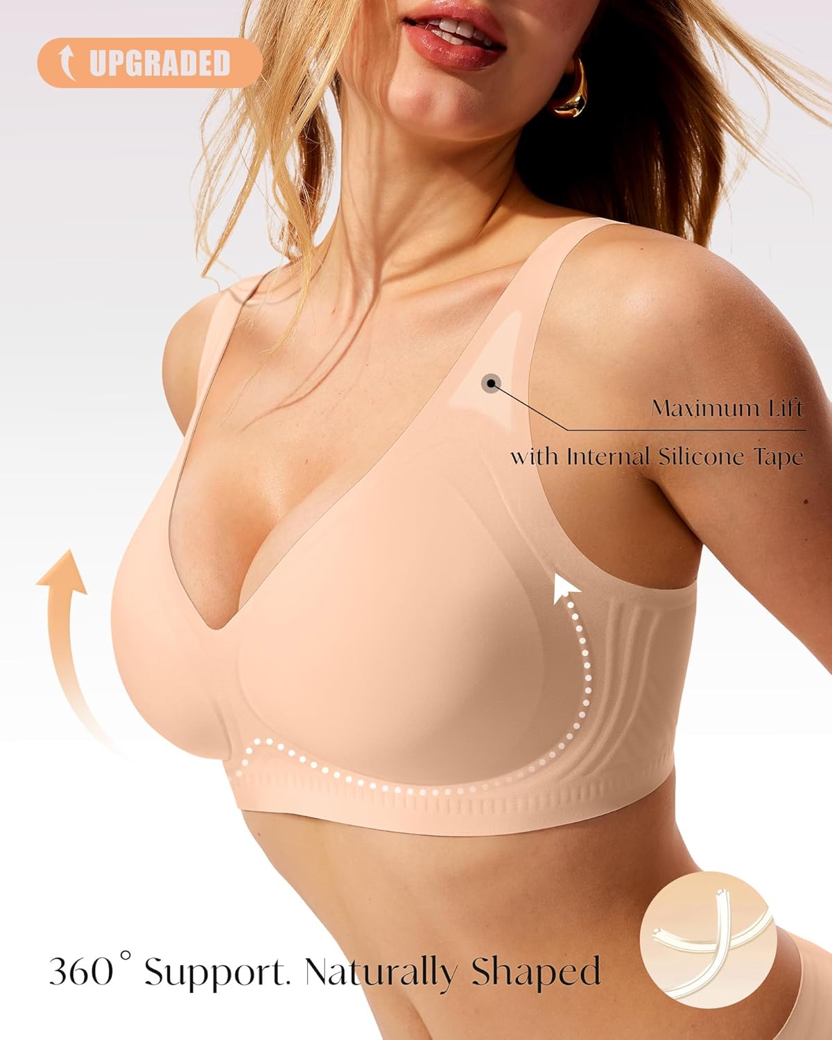 Detalle 2 de LetsJoli 2026 Jelly Bras for Women – Wireless Deep V Seamless Push-Up Bralette