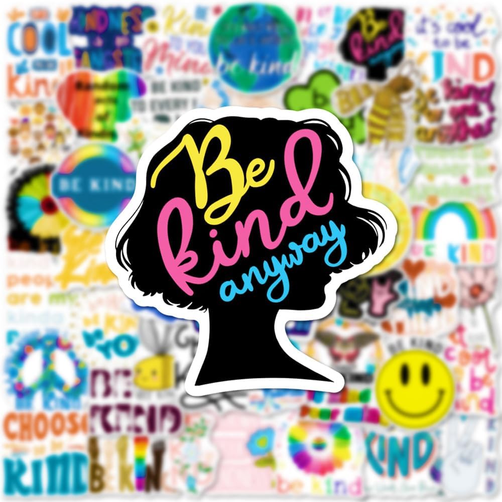Detalle 2 de Be Kind waterproof vinyl stickers, 50-piece pack