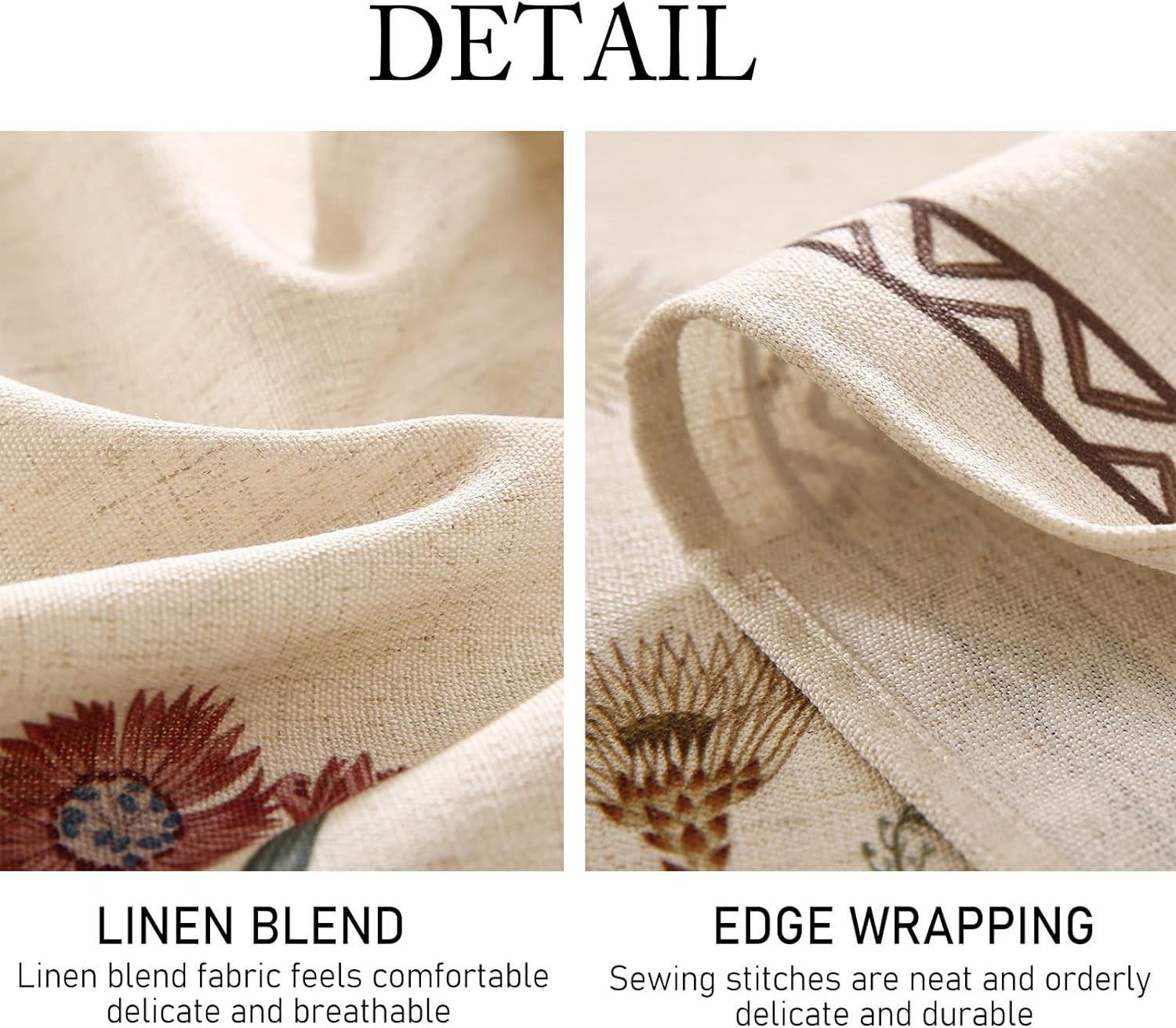 Detalle de ISAENNE Designer Linen Rectangular Long Tablecloth, 118" x 67" – Serenity G, Vintage Elegant French Style