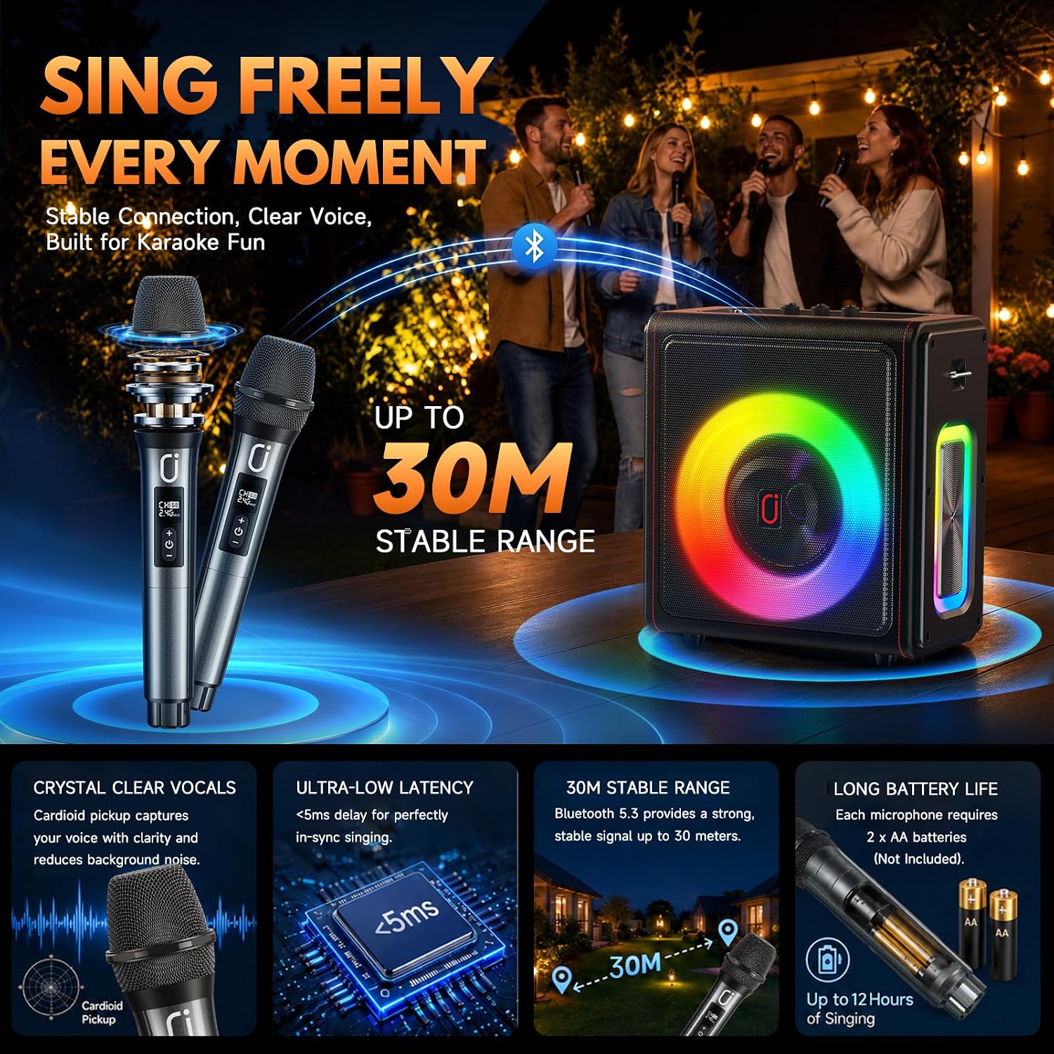 Thumbnail 6 de PPMIC MS75 Karaoke Machine for Adults with 2 Wireless Microphones