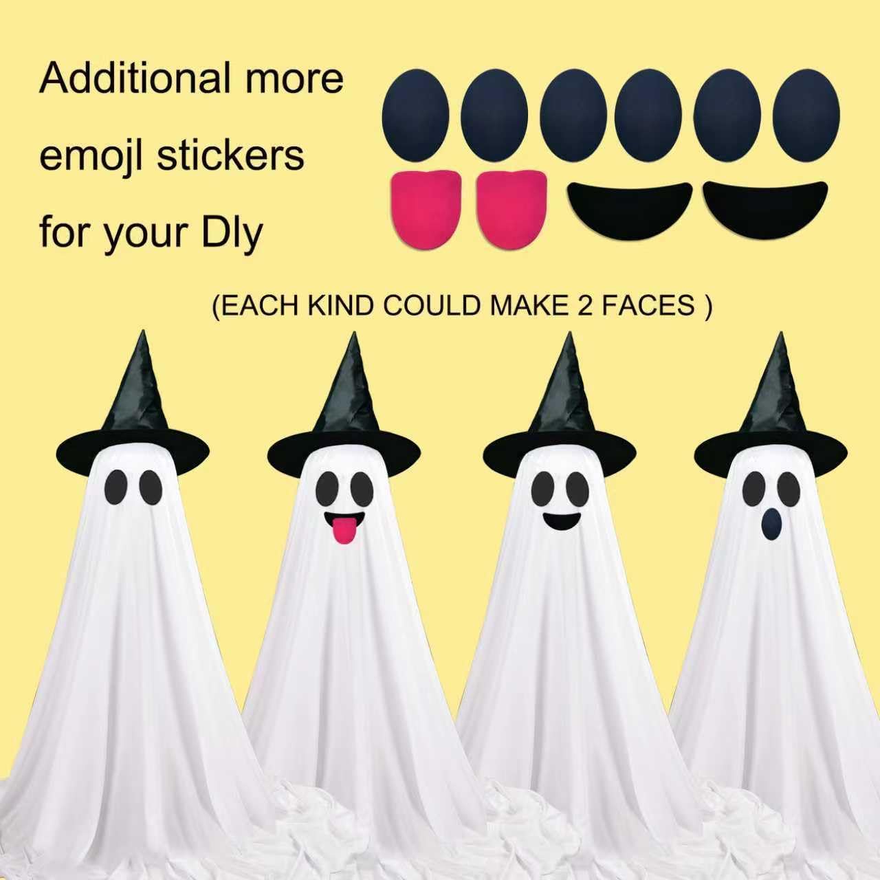 Detalle 2 de VersaCharm HN0001 Halloween Ghost Decorations, 2-Pack with Remote-Control Lights