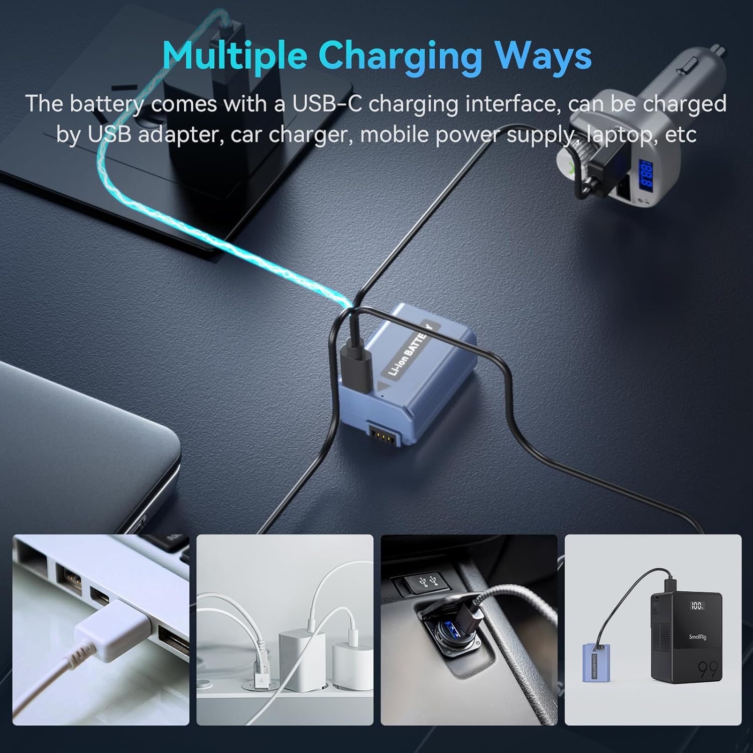 Thumbnail 5 de SmallRig USB-C Battery 1030mAh for Sony NP-FW50 (4330) – USB-C fast charging for A6400, A6100 and more