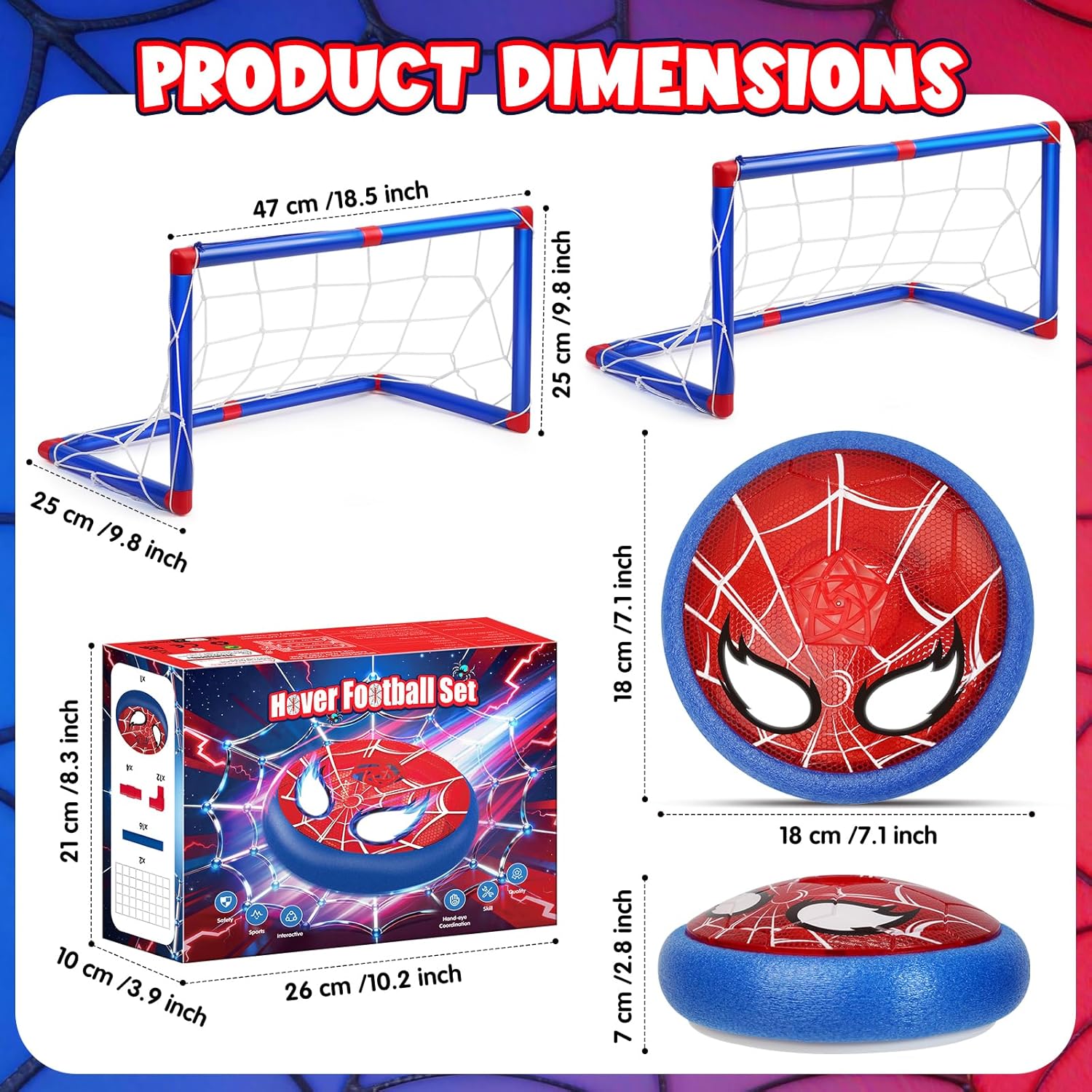 Detalle 2 de Lubolee Hover Fussball Set mit 2 Toren & LED-Augen – Indoor/Outdoor Spielspaß für 3–12 Jahre