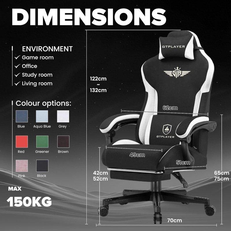 Detalle 2 de Silla Gaming GTPLAYER Ergonómica con Soporte Lumbar y Respaldo Ancho
