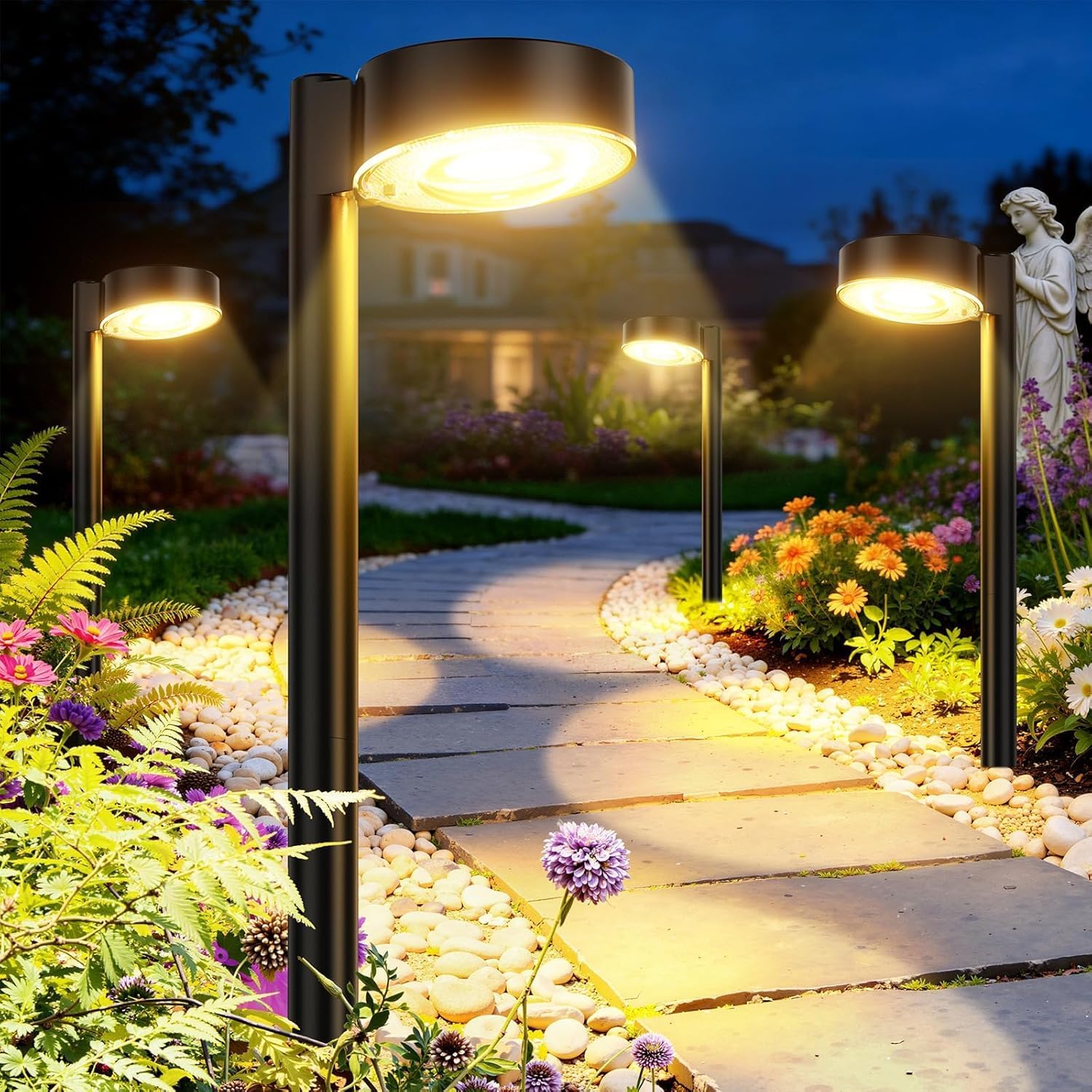 Detalle de TuyLuxe Solar Lights Outdoor Garden 4 Pack – 2X Brighter, IP65 Waterproof Pathway Lights