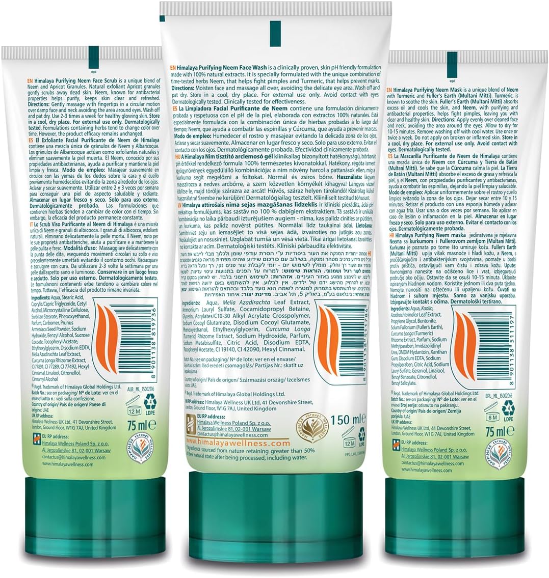 Thumbnail 1 de Himalaya Herbals Purifying Neem Face Wash SET – Gel nettoyant purifiant au Neem, Scrub et Masque