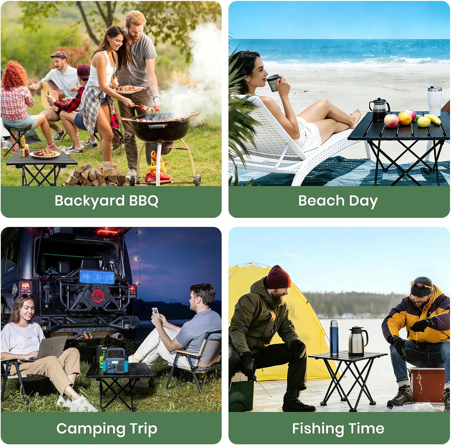 Thumbnail 4 de hediya 2 Pack Portable Folding Camping Tables - Ultralight, 16.5 x 13.9-Inch, 11.5-Inch High, with Carry Bag (Black-S)