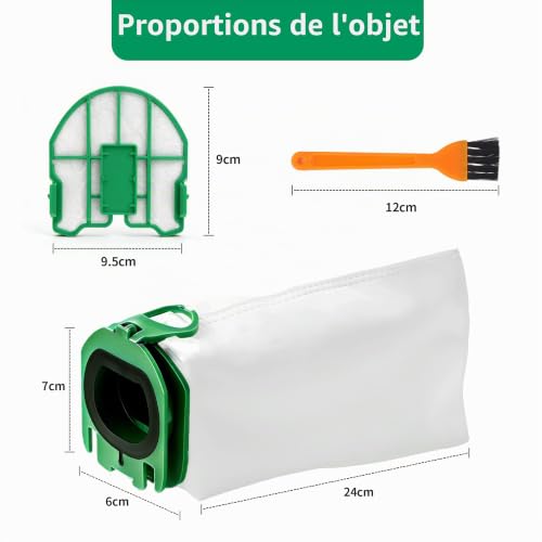 Thumbnail 1 de Nuangoo Lot de 14 Sacs Aspirateur pour Vorwerk Kobold VB100 FP100 – avec 2 filtres moteur et 1 brosse de nettoyage