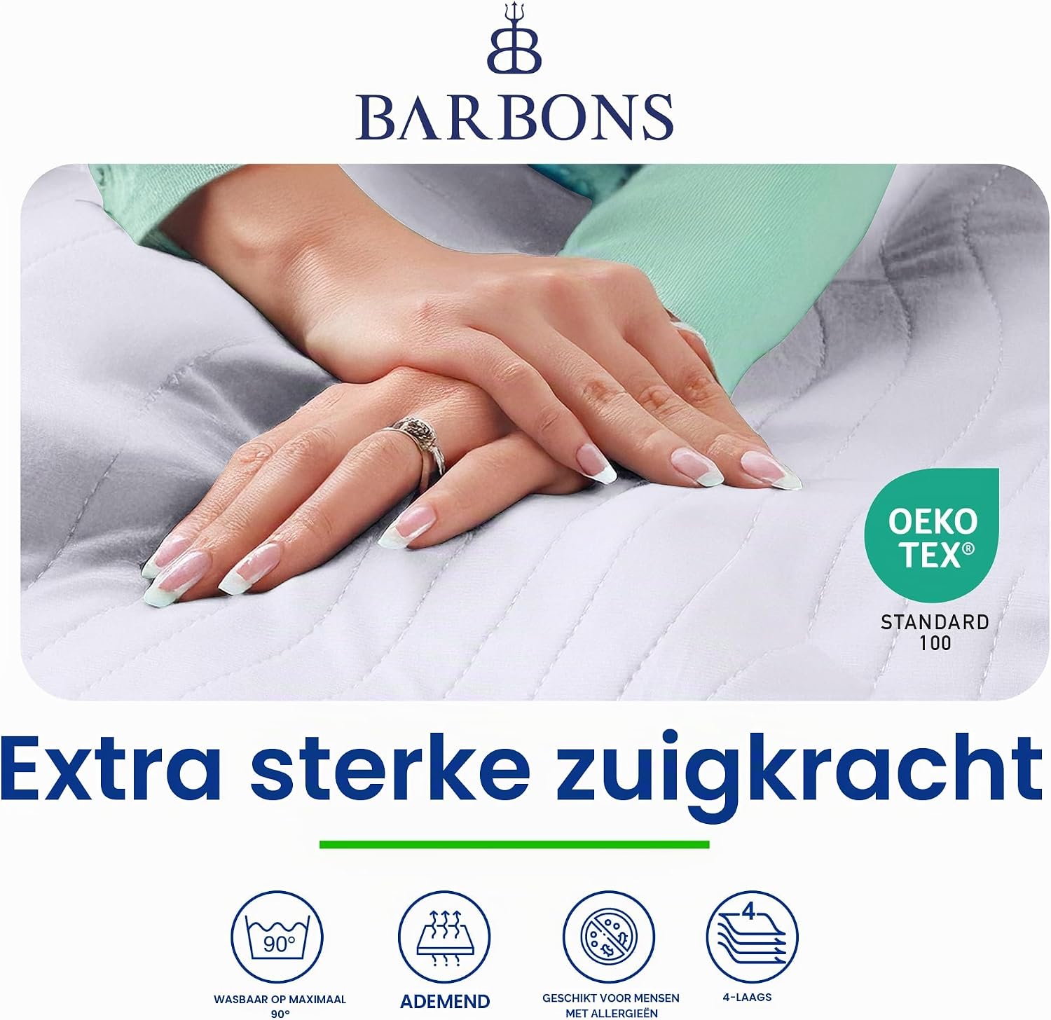 Detalle de BARBONS IK2024 incontinentie-onderlegger 50x90 cm, waterdicht en ademend