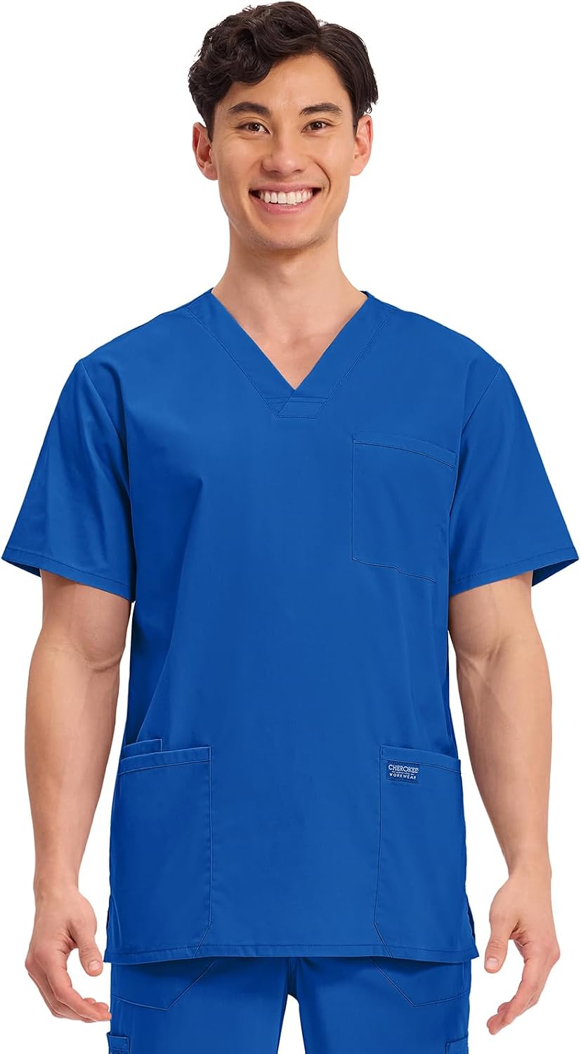 Detalle de Cherokee Men's V-Neck Scrub Top, 4 Pockets