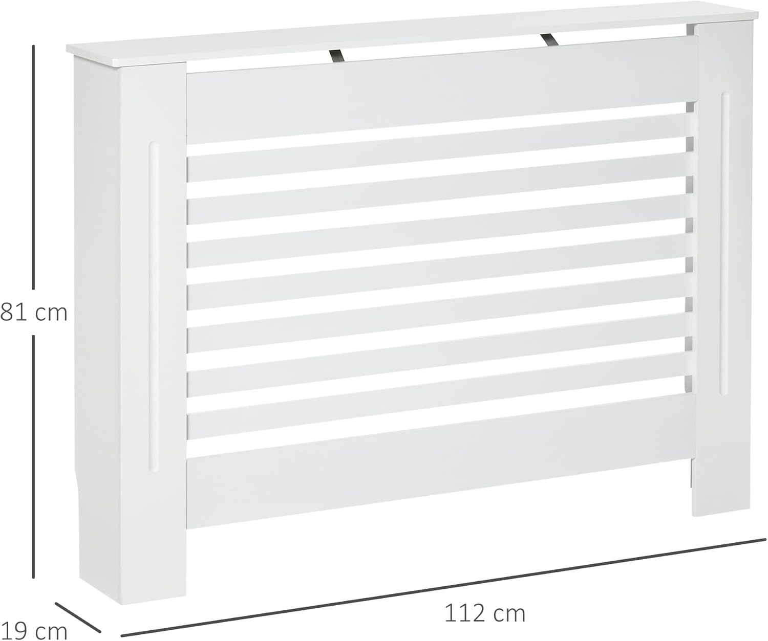 Thumbnail 6 de HOMCOM Cache-radiateur design à lattes 112x19x81 cm – MDF blanc
