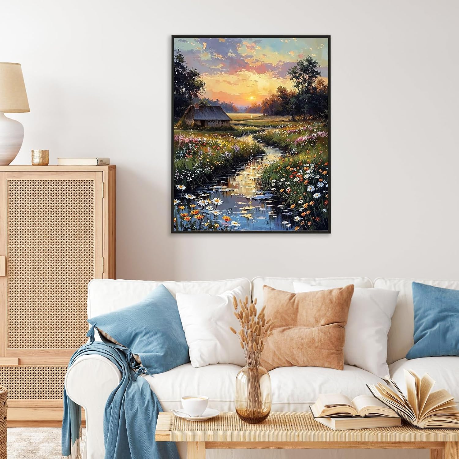 Detalle 2 de Camocin Art Paint by Numbers Countryside Sunset 16 x 20 inches 🎨