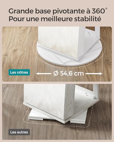 Thumbnail 7 de SONGMICS Armoire à Bijoux avec Miroir et LED – rangement pivotant 360°, 6 LED, portes verrouillables (JJC007W01)