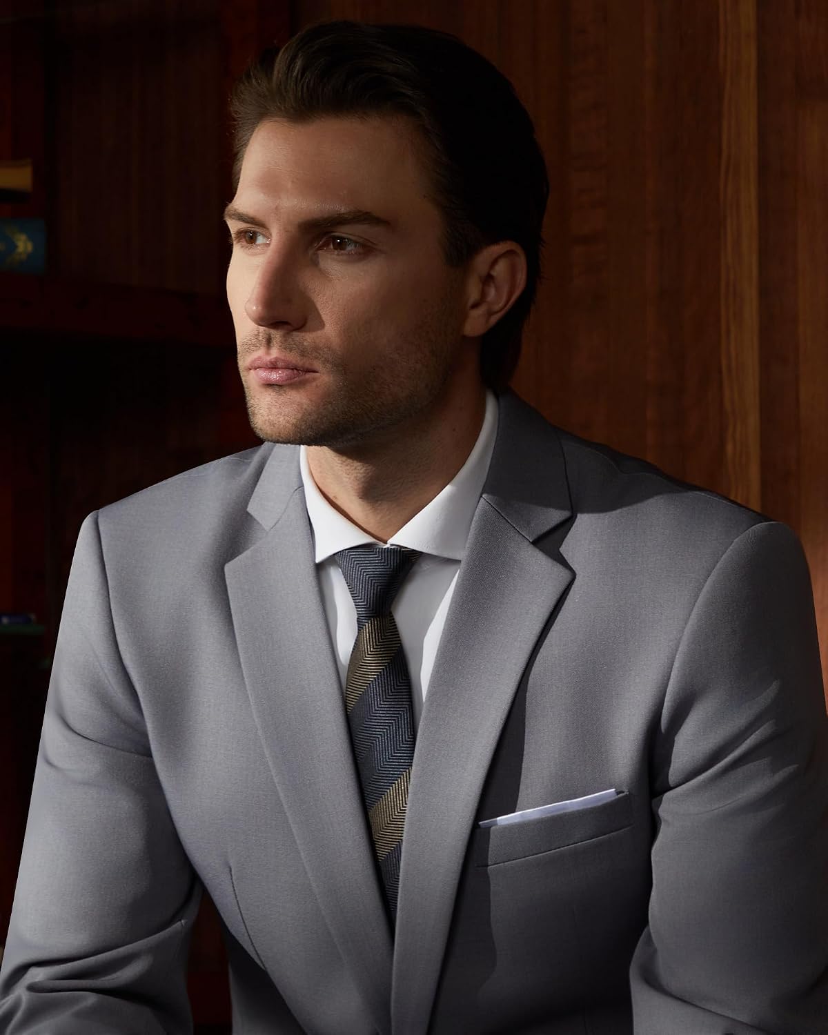 Thumbnail 1 de WULFUL Men's Slim Fit 2-Piece Suit: Blazer + Pants Set for Party, Wedding, and Business