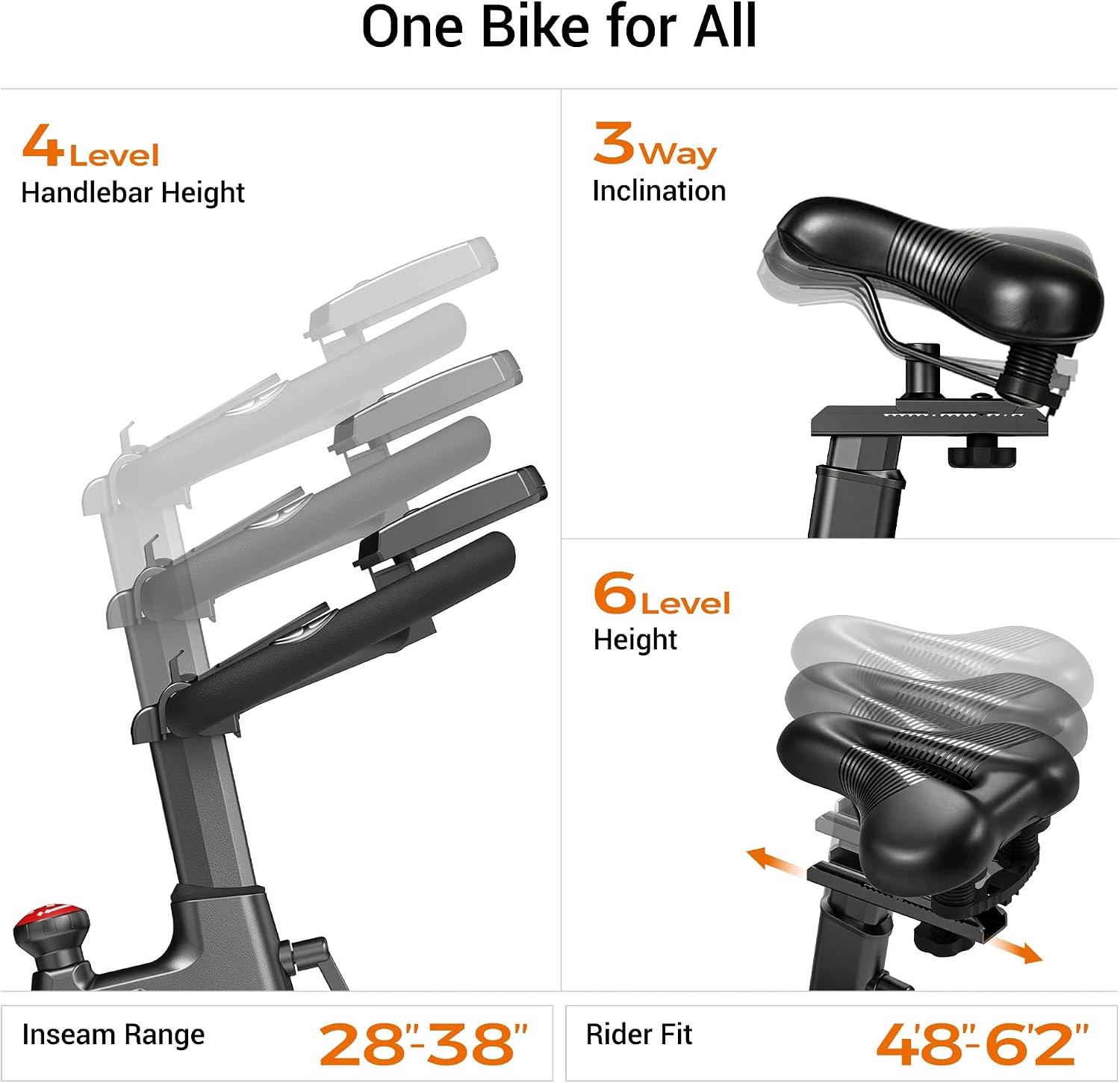 Detalle 1 de CURSOR FITNESS CBE10 Exercise Bike, 100-Level Resistance, App, 300 lb Capacity