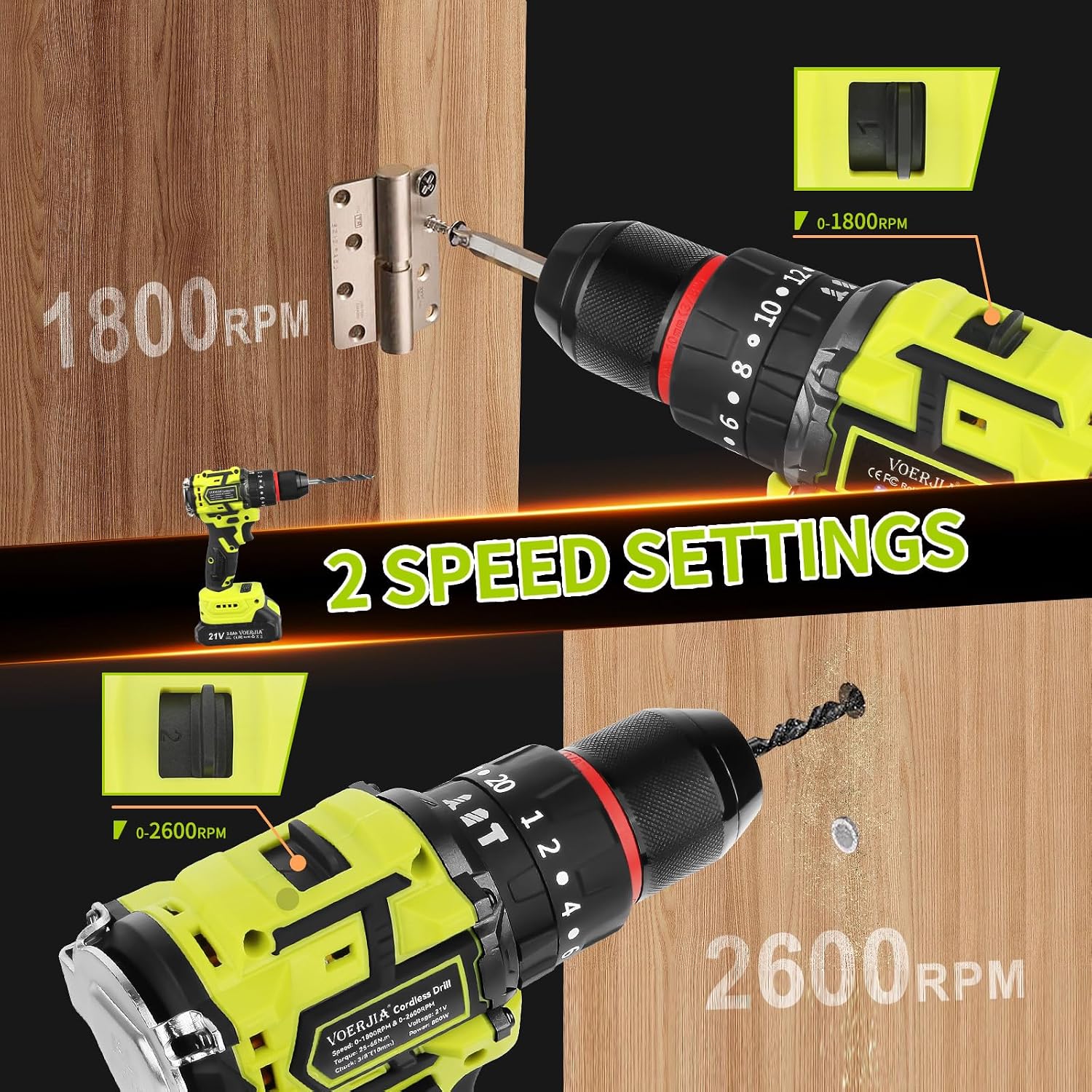 Thumbnail 6 de VOERJIA cordless drill 21V brushless 65Nm