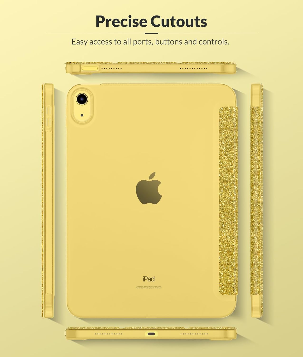 Detalle de MoKo Case for New iPad (A16) 11th Gen 2025 / 10th Gen 2022 – Glitter Gold