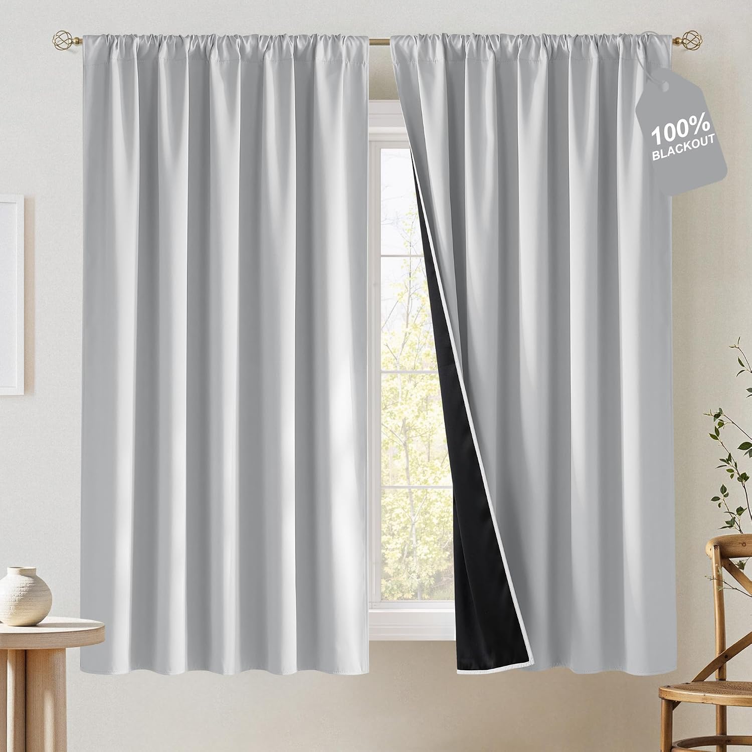 Detalle de NICETOWN blackout curtains, 63-inch