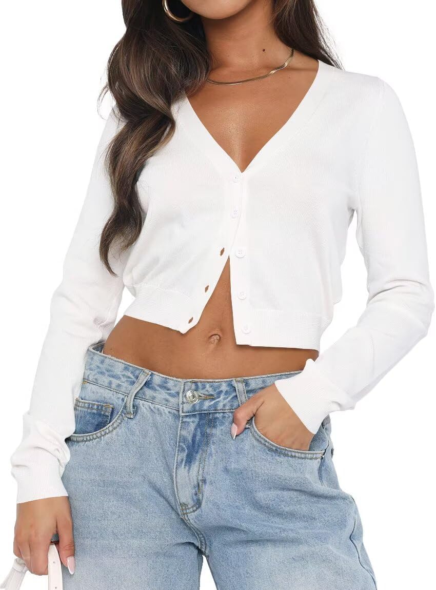 Thumbnail 3 de LACOZY women’s cropped open-front cardigan (V-neck, button-up knit jacket)