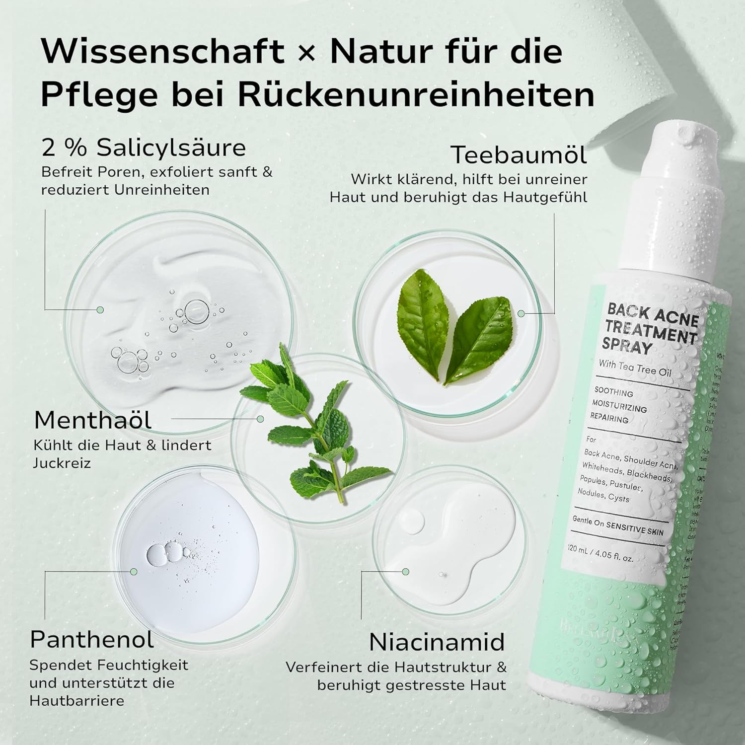 Thumbnail 4 de BellamiLuxx Rücken- & Körper Akne Spray mit 2% Salicylsäure & Teebaumöl – Aknespray für Rücken, Brust & Schultern