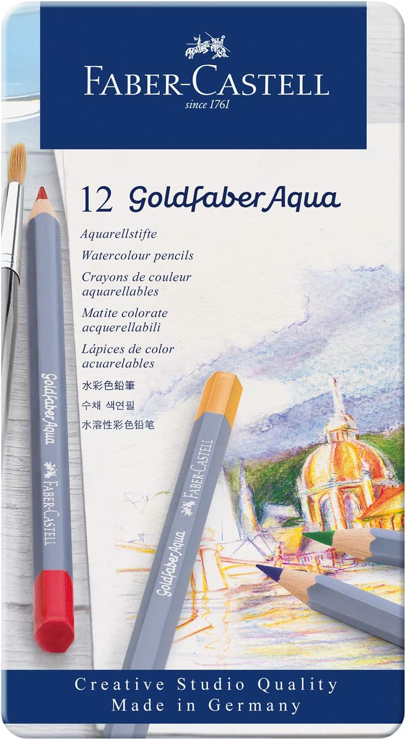 Detalle 2 de FABER-CASTELL 114648 Aquarellstifte Goldfaber, 48-teiliges Bruchfestes Set im Metalletui