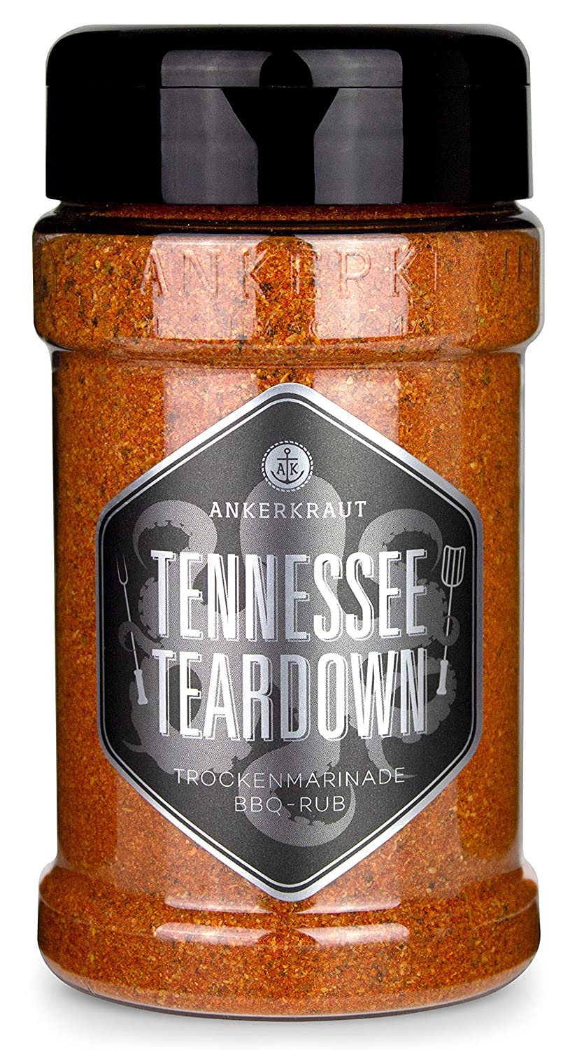 Detalle de Ankerkraut Tennessee Teardown BBQ Rub Gewürzmischung zum Grillen, Memphis Style, 200 g im Streuer