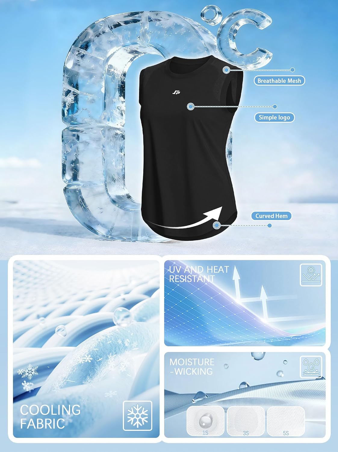 Detalle de ANGEL CITIZ Gym Sleeveless Top for Women with UPF 50+