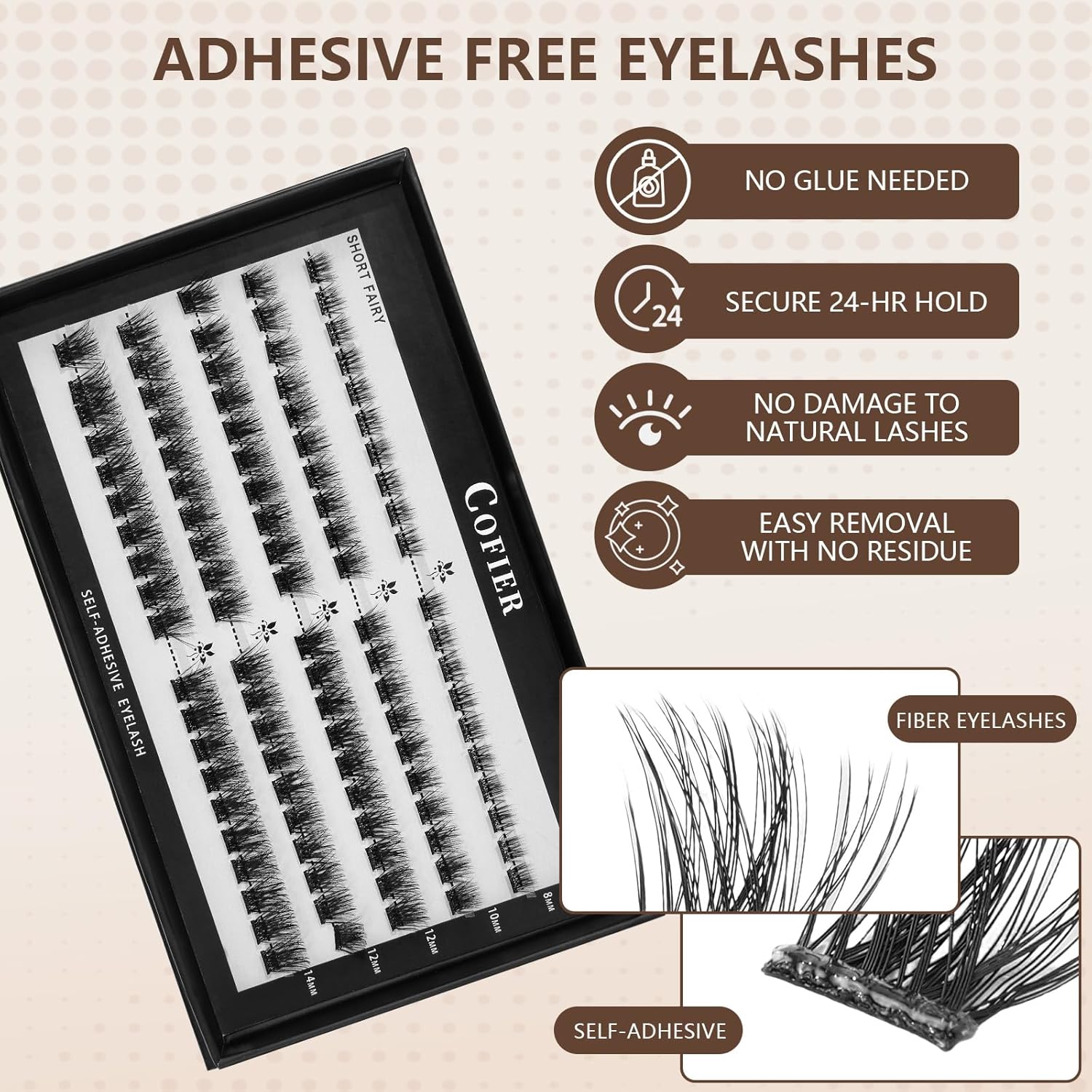 Detalle 2 de Cofier Glue-Free Wispy Lash Clusters Kit – 100 Pcs DIY Lash Extensions